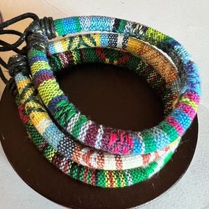 3 Bohemian Colorful Wax Rope Bracelets, Friendship Multi-color For Men Women